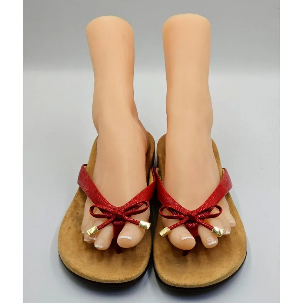 Vionic Women's Red Patent Leather Bella II Lizard Bow Comfort Sandals Sz 10 2647 - Picture 9 of 16